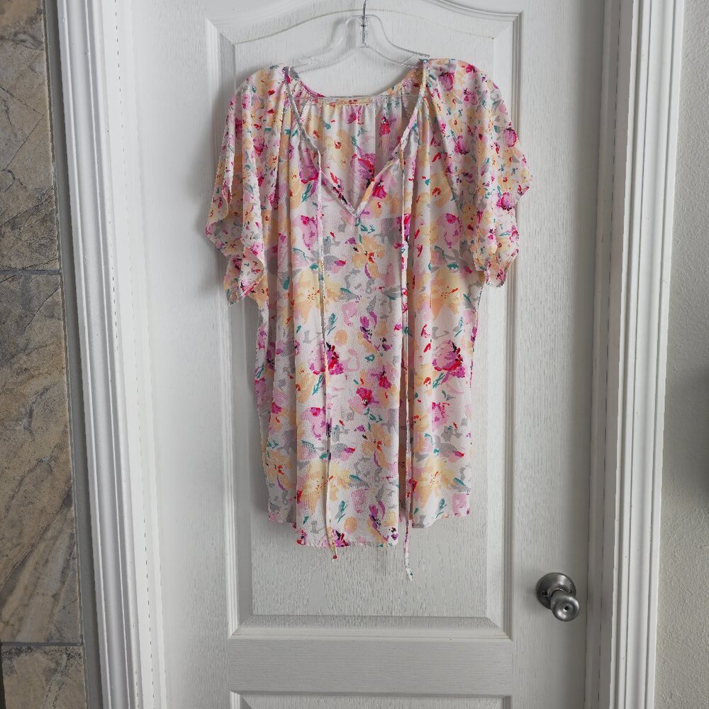 Spring Floral Tie Blouse
